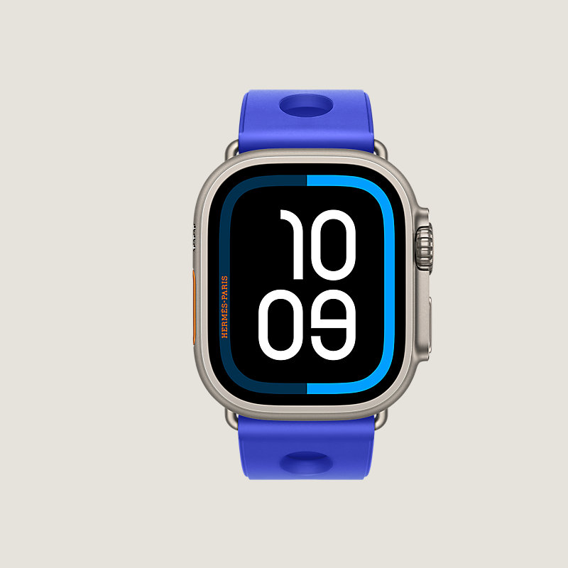 2314 Apple Watch エルメス　ブリドン　ブルー　HERMES 24k Gold Apple Watch Hermes Series 9 with Double Tour Navy Bridon